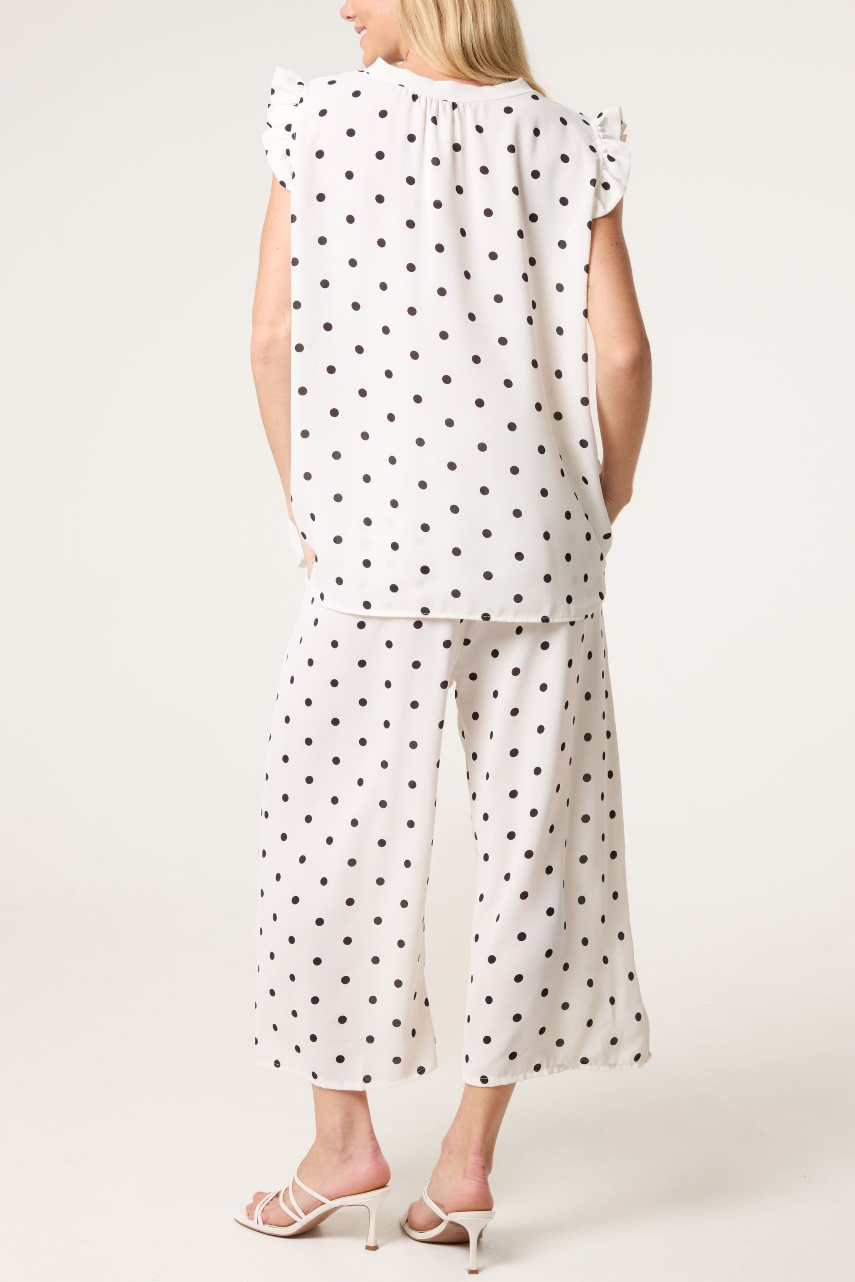 Blue Vanilla White Polka Dot Two Piece Set