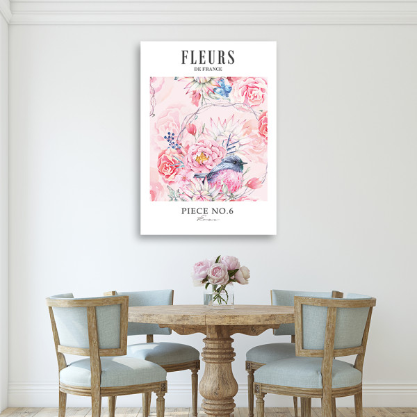 Feeby Obraz na płótnie, Pastelowe kwiaty piwonii Shabby Chic 40x60