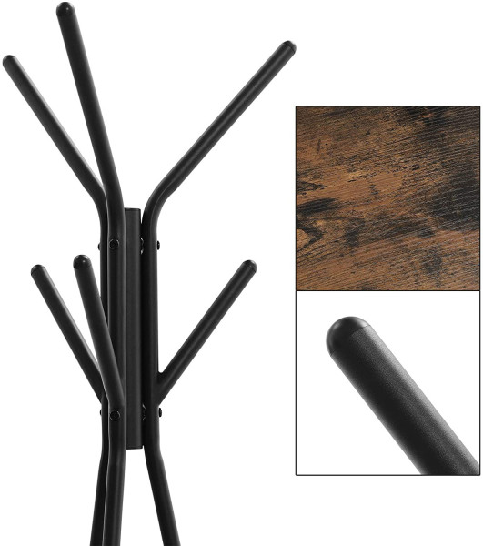 Wieszak stojący Loft 179cm, metalowy, czarny-brązowy