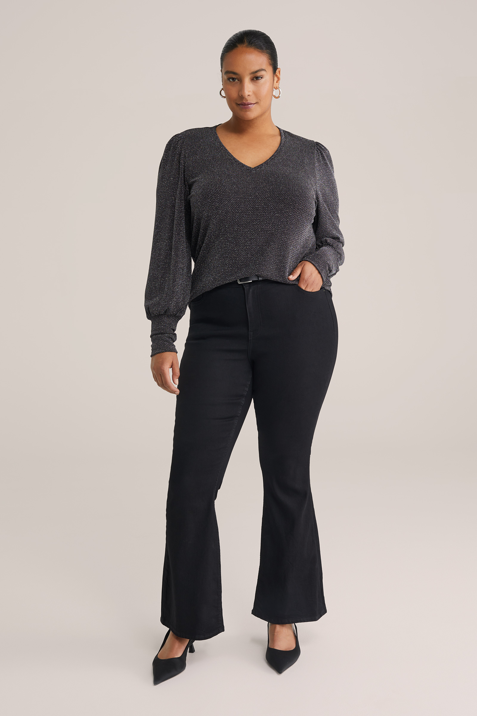 Dames T-shirt met glittergaren - Curve