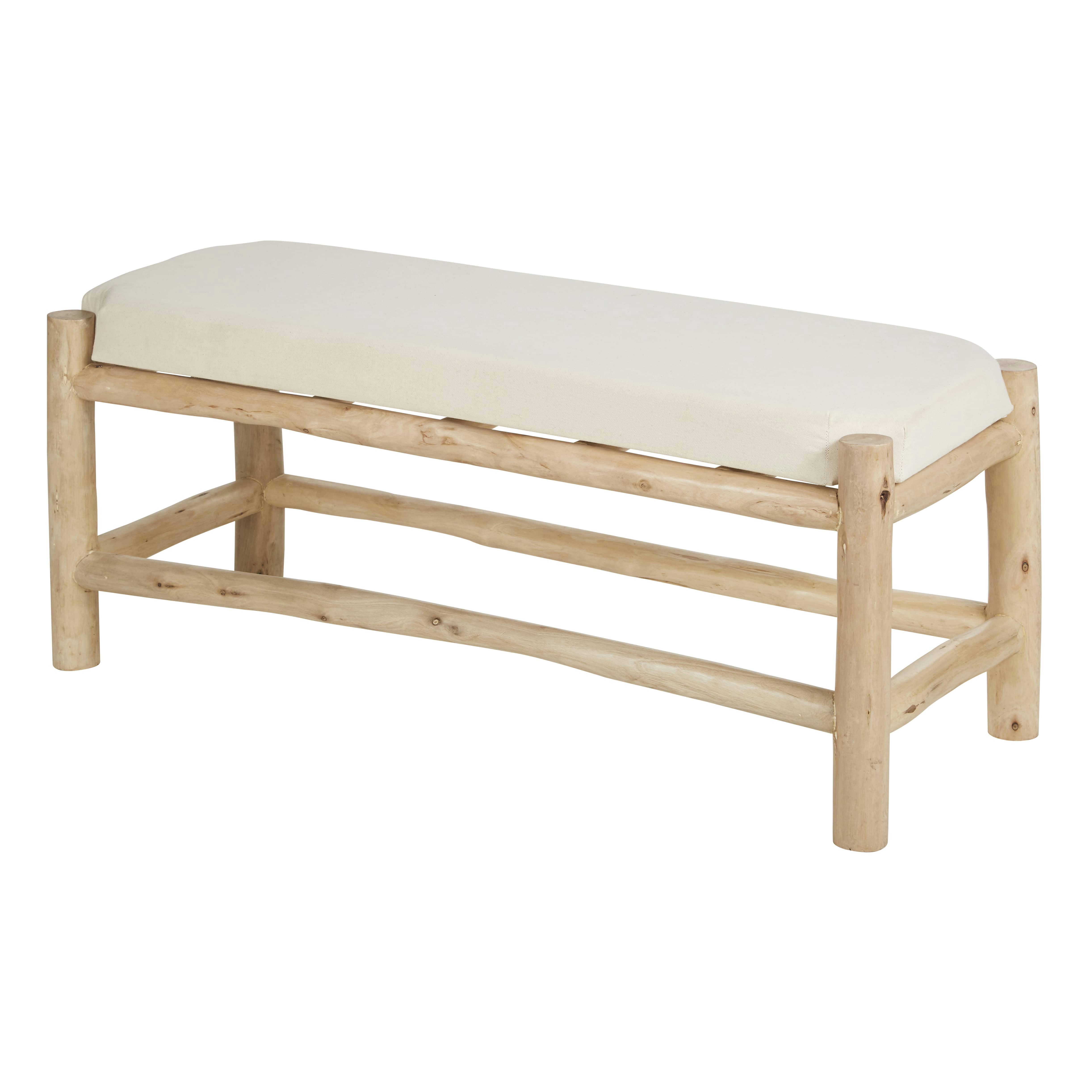 MELILLA - Banc en bois d'eucalyptus et coton blanc