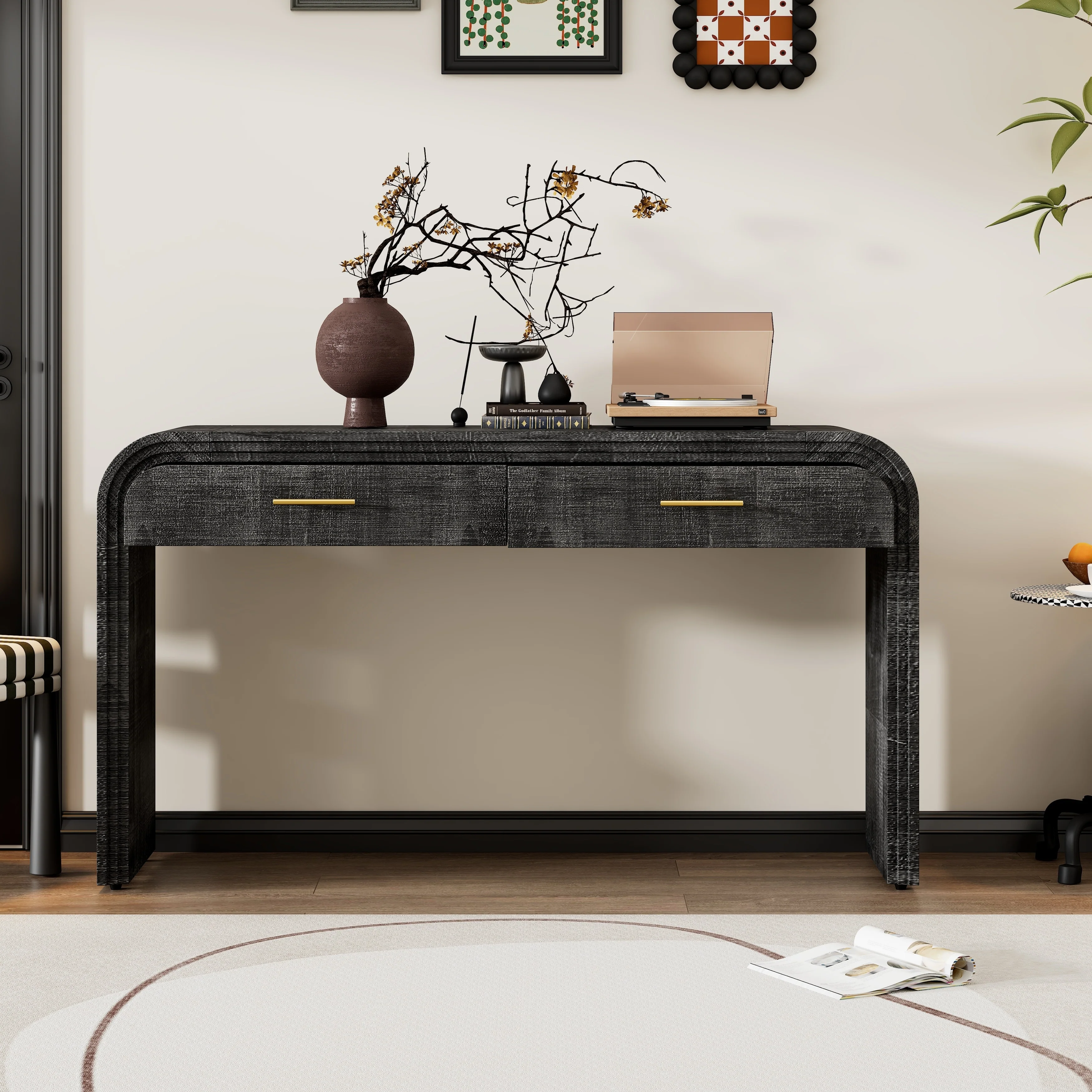 Trexm Unique Retro Silhouette Console Table - 15.70 x 59.05 x 32.70