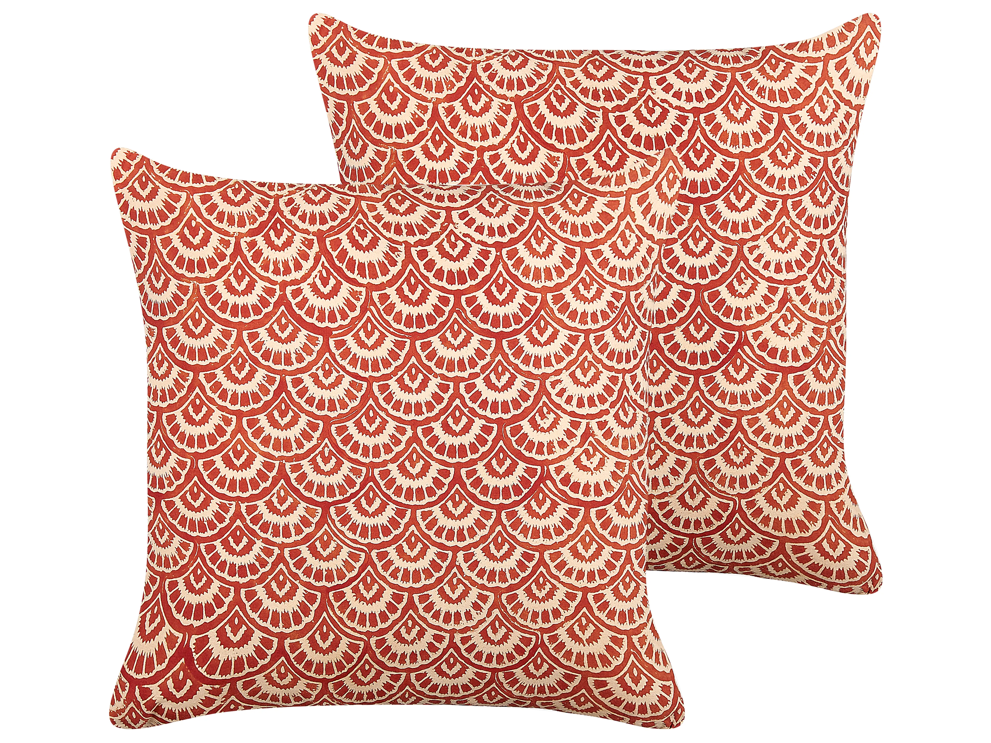 Throw Cushion RHUS Cotton 45 x 45 cm Red Geometric Pattern