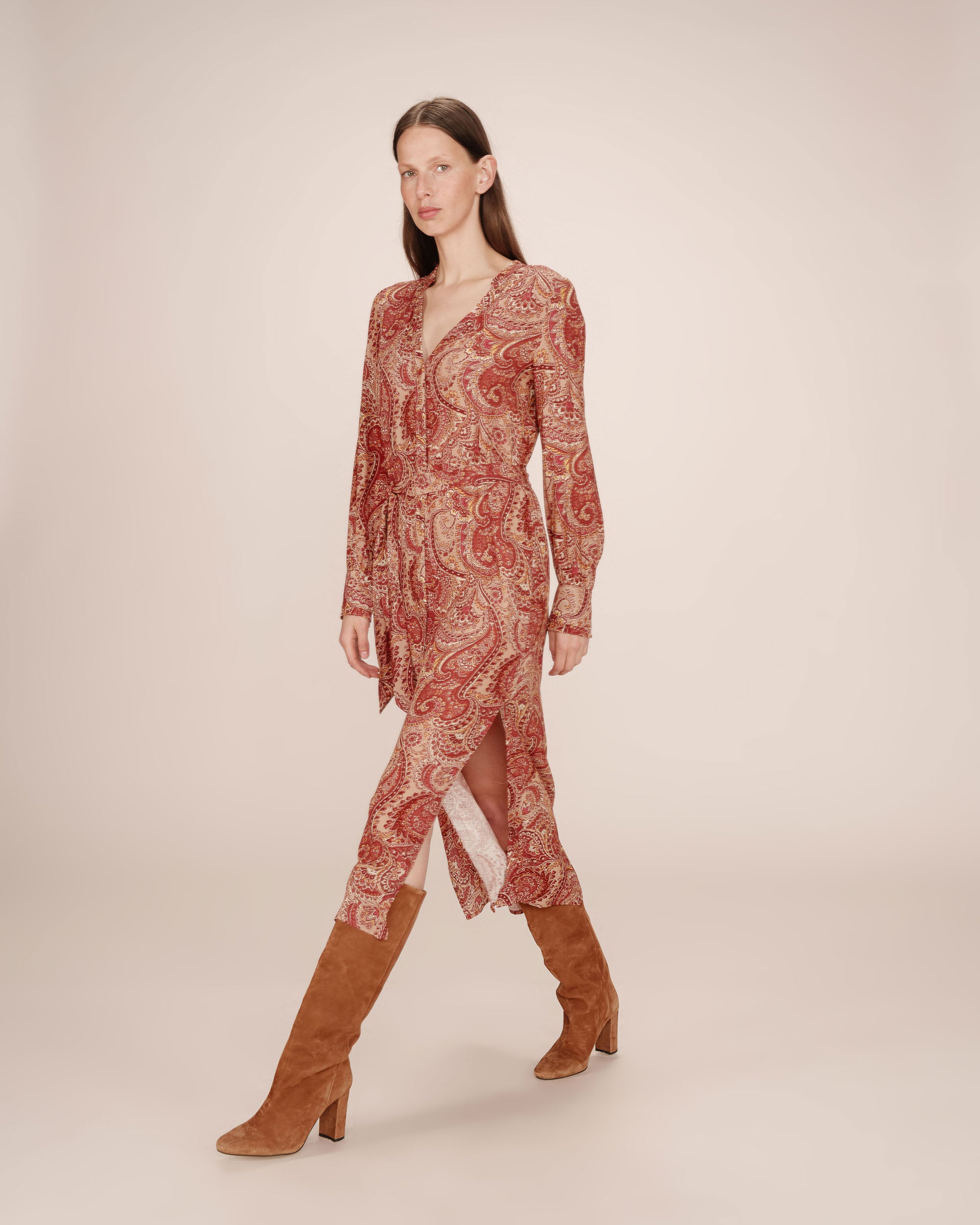 Robe longue bohÃ¨me terracotta Source