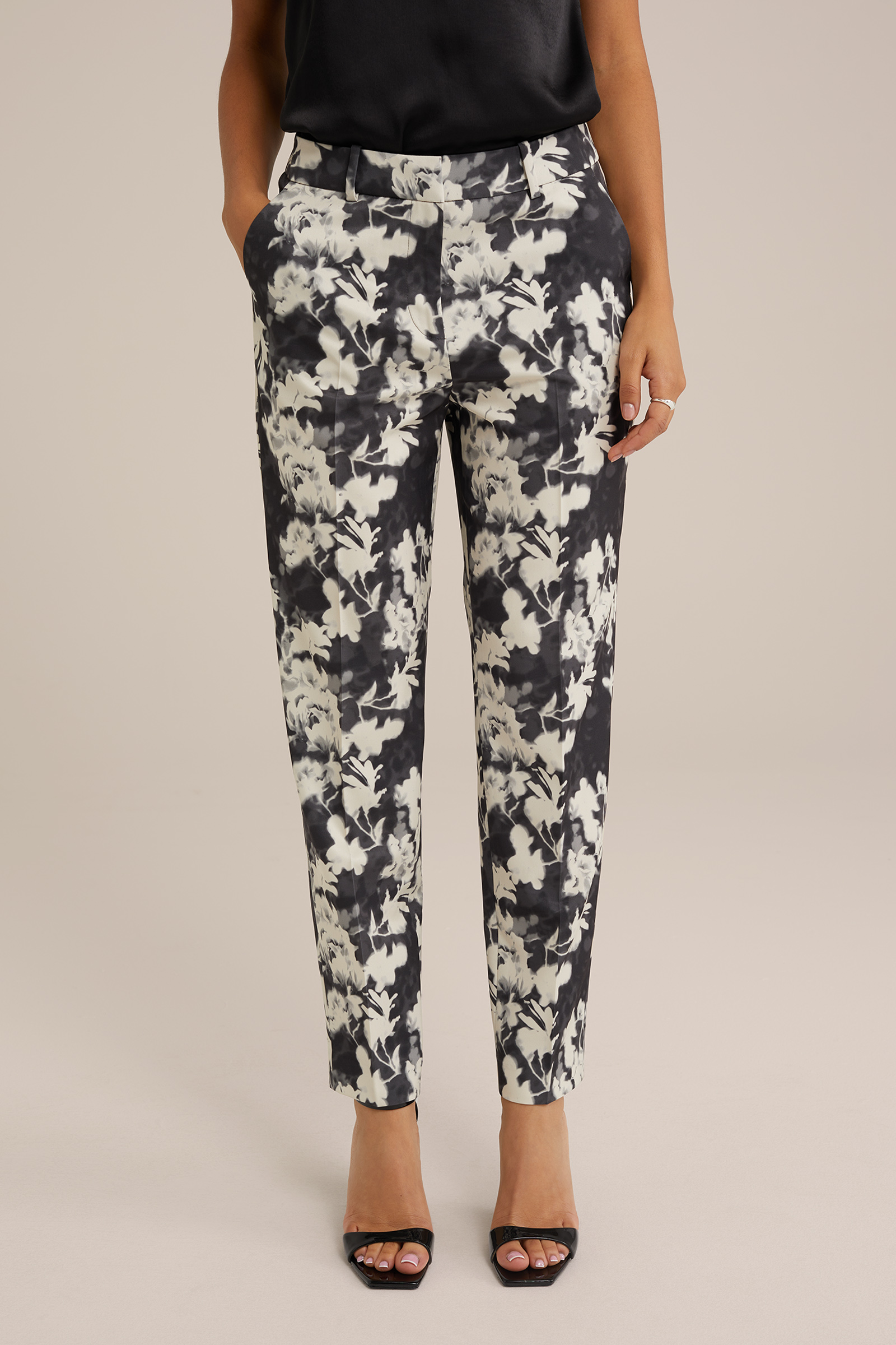 Dames slim fit pantalon met dessin