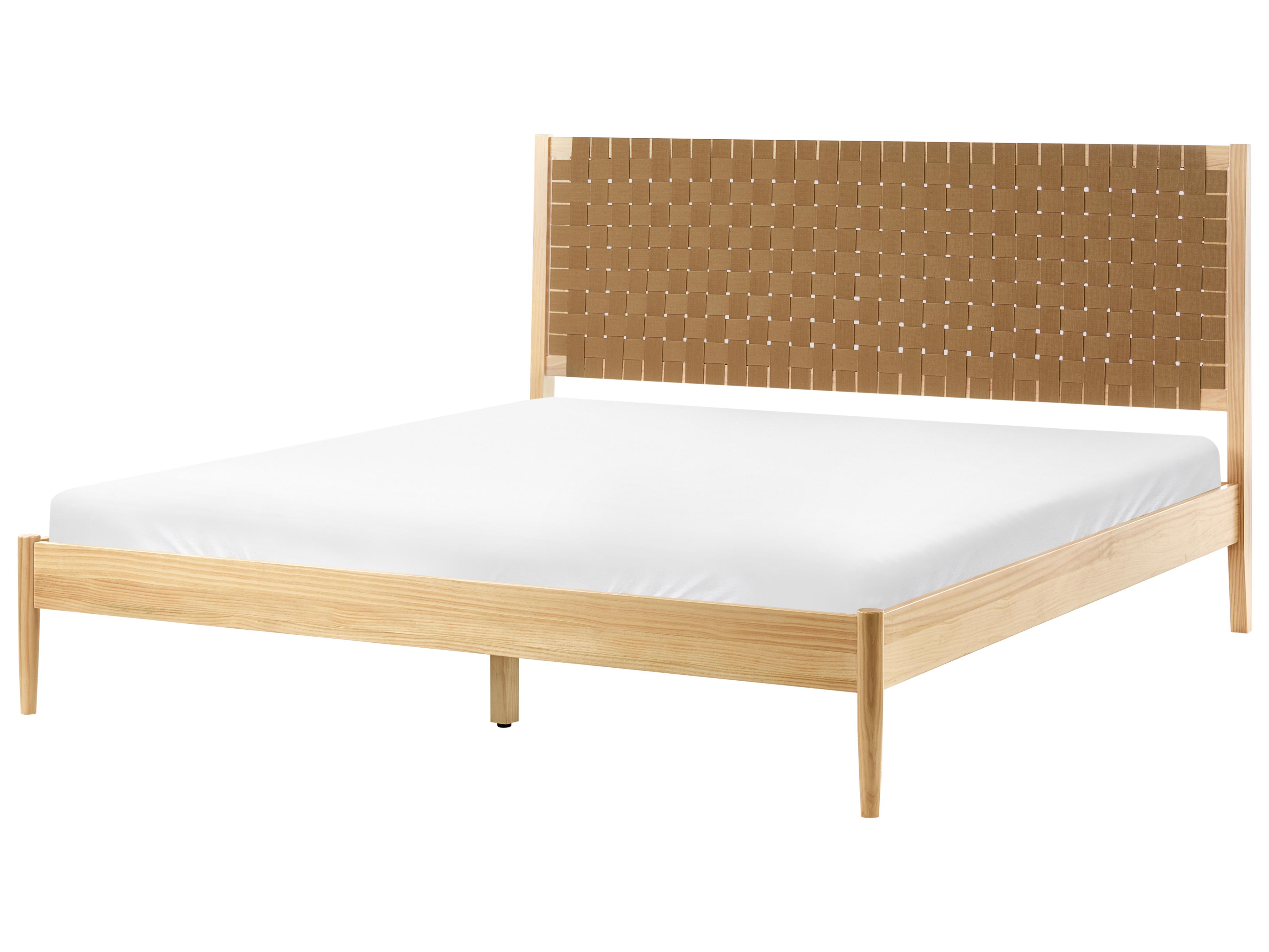 Bed Pine Wood BRUNEMONT 160 x 200 cm (EU King Size) Light Brown