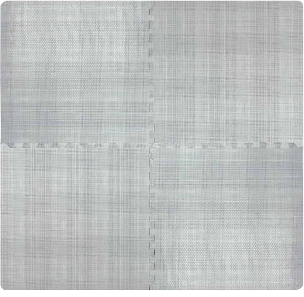 For Living Faux Linen Floor Mat, 4-pk, Grey, 24-in x 24-in