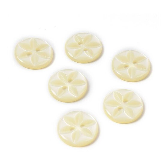 Hemline Cream Basic Star Button 6 Pack