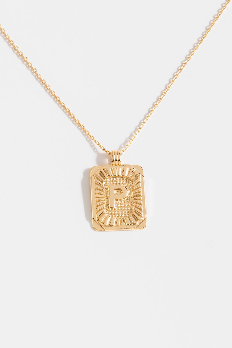 Initial ID Tag Pendant Necklace