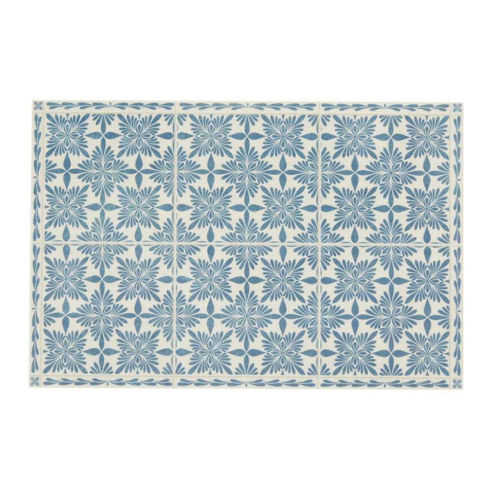 CASCAIS - Set de table en vinyle motifs carreaux de ciment bleus, écrus et verts 30X45