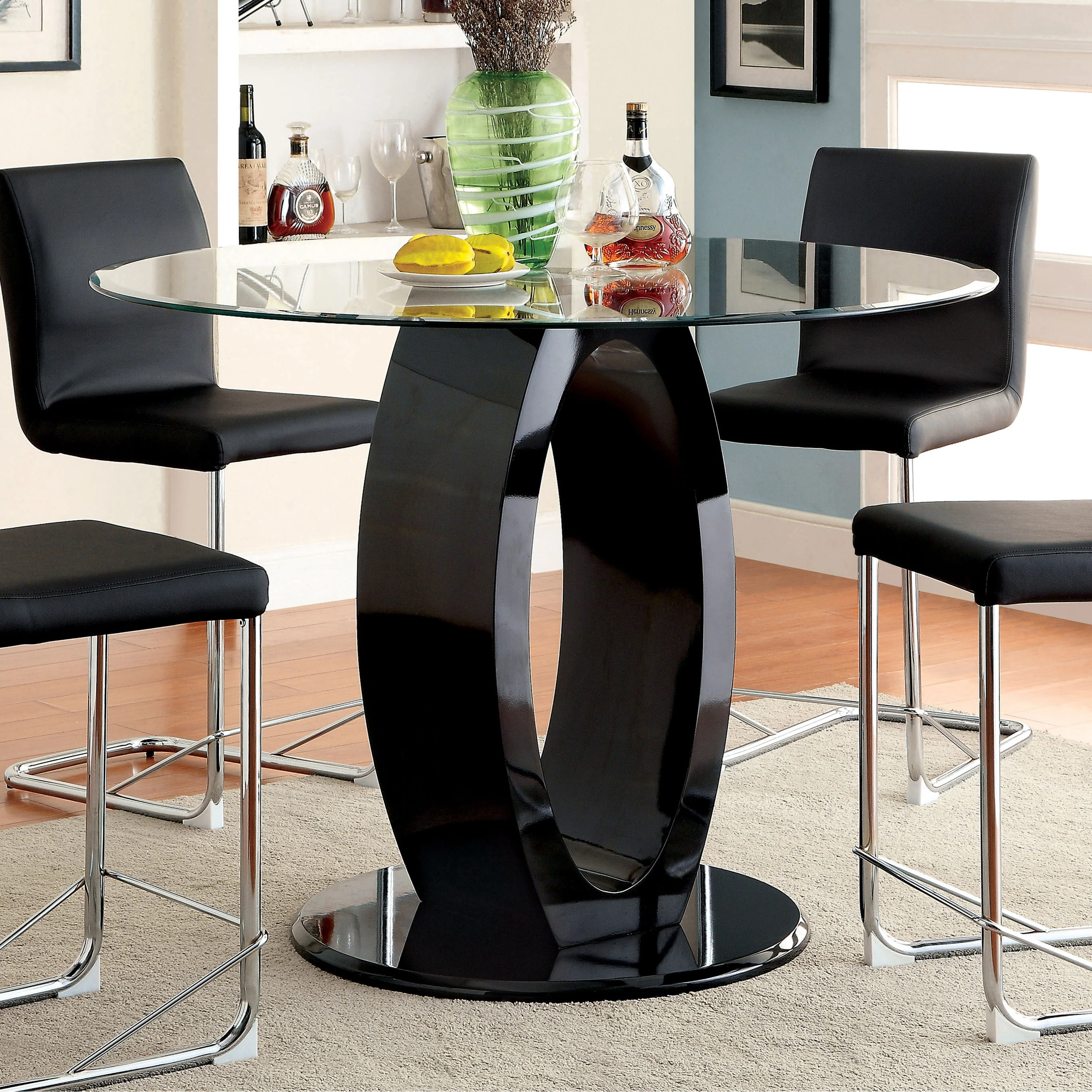 Furniture of America Raji 48-inch High-gloss Round Counter Height Table