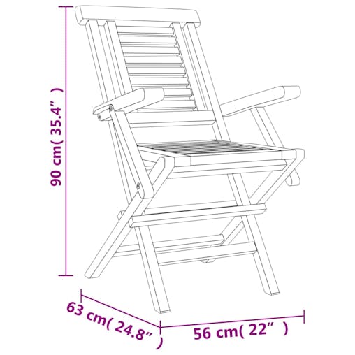 NNEVL Folding Garden Chairs 8 pcs 56x63x90 cm Solid Wood Teak