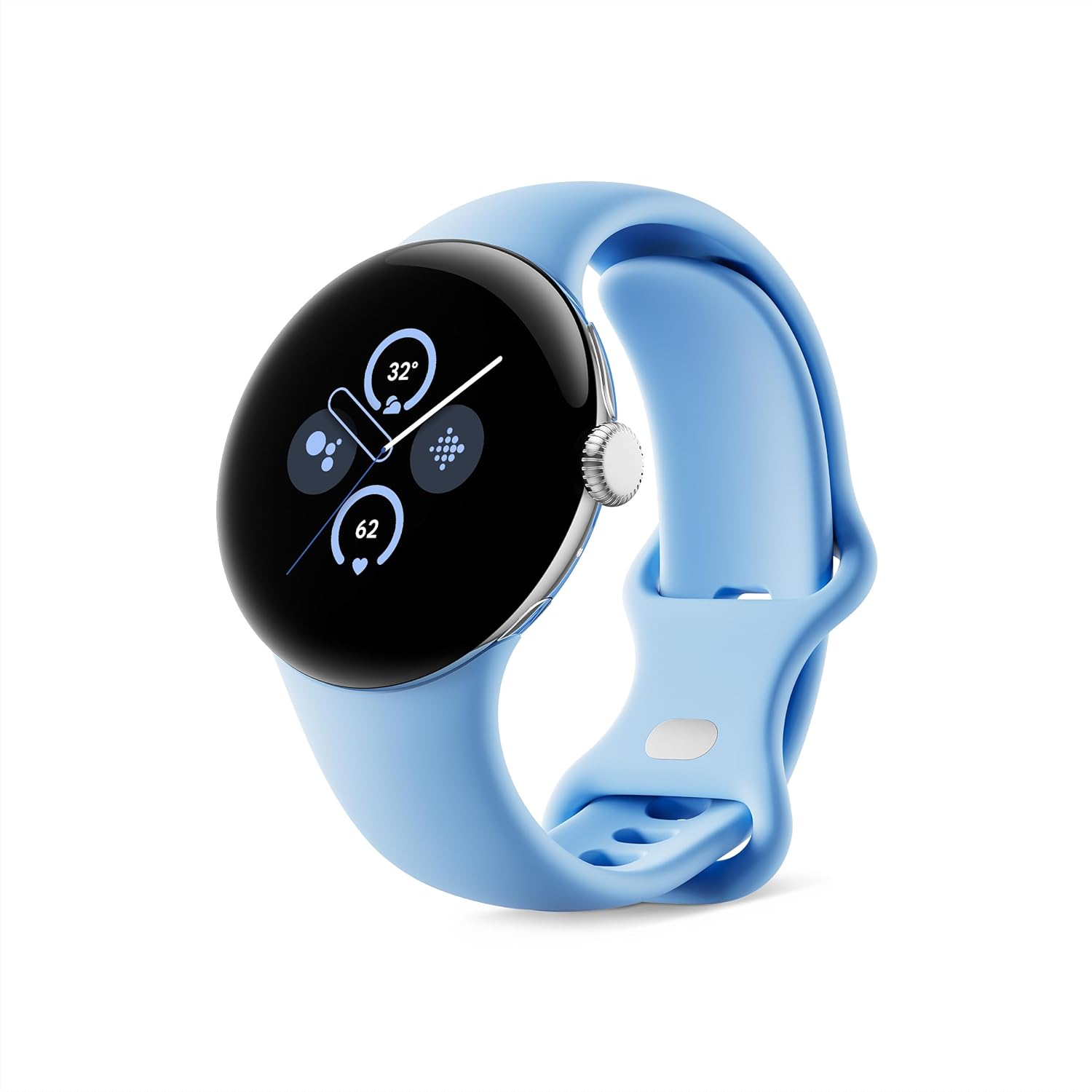 Google Pixel Watch 2 (Previous Model) with the Best of Fitbit - Heart Rate Tracking  Stress Management  Safety Features - Android Smartwatch - Polished Silver Aluminum Case - Bay Active Band - Wi-Fi