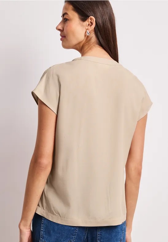 Blusenshirt in Unifarbe mit Split Neck