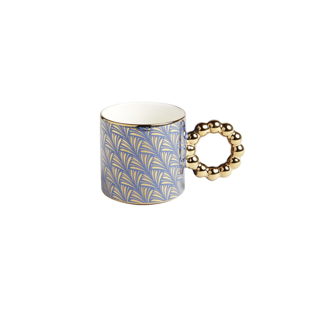 Lot de 2 mugs 30cl design chic bleu foncé et doré