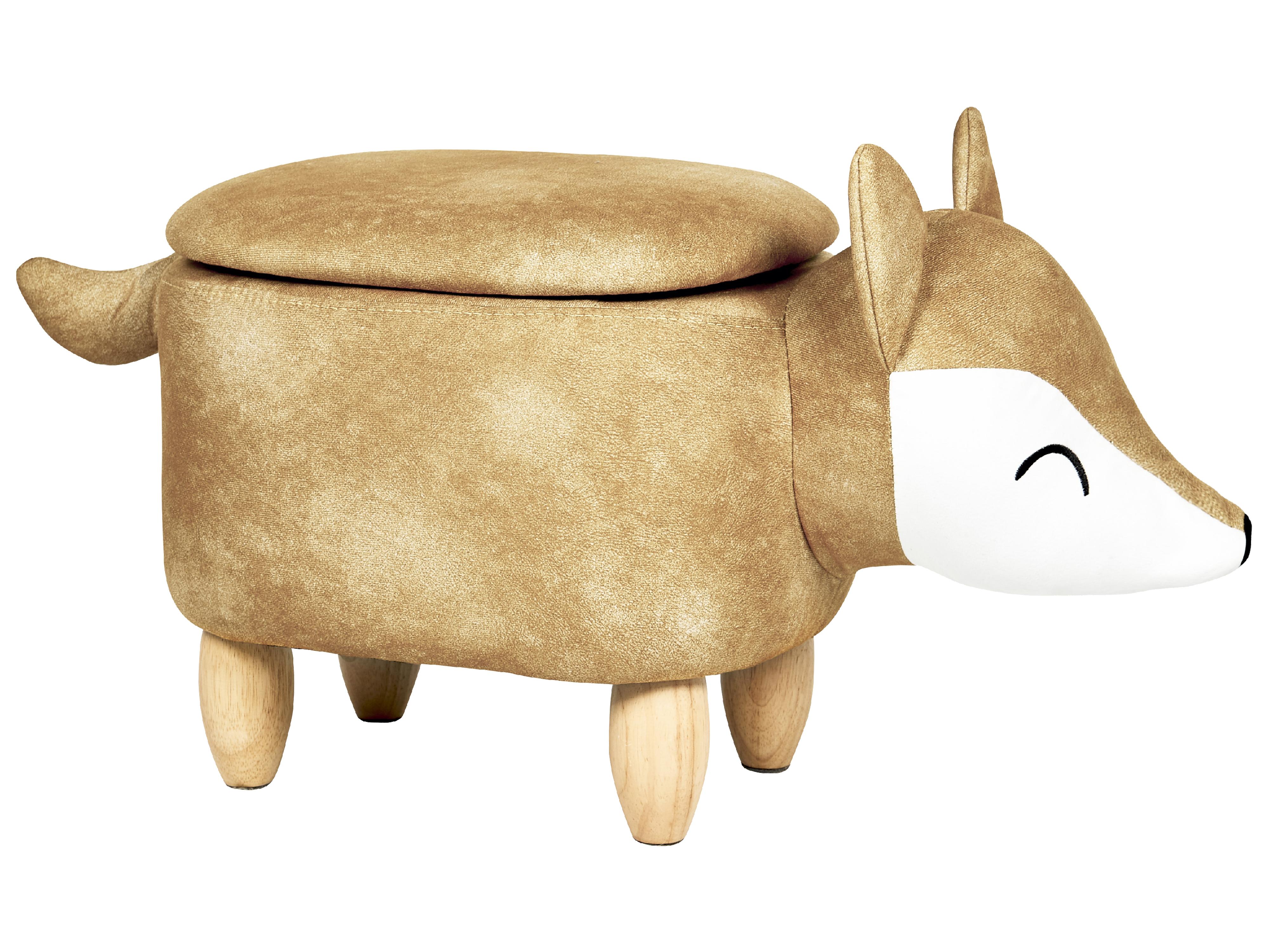 Storage Animal Stool FOX Velvet Orange Fox
