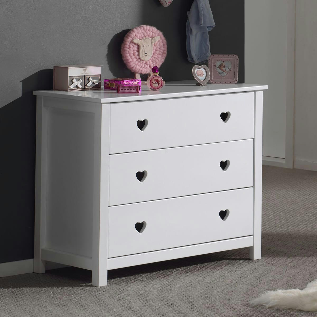 AMORI - Commode 3 tiroirs blanc