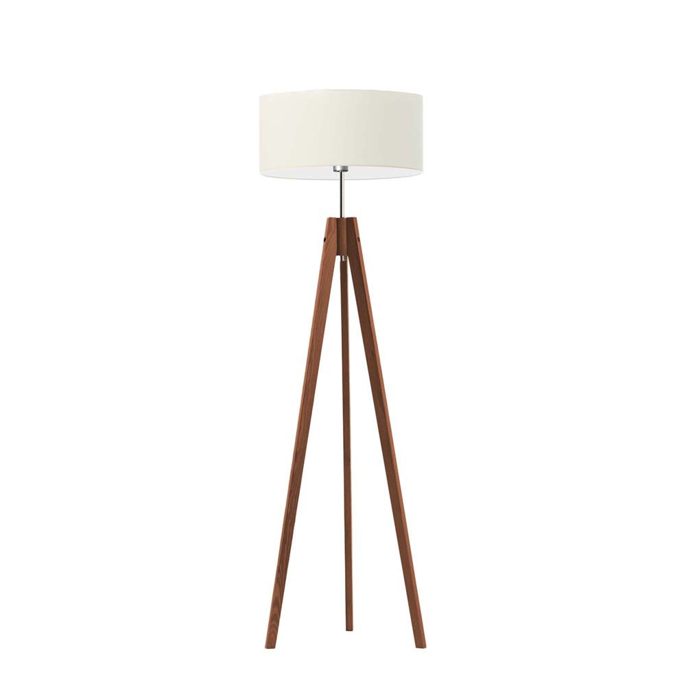Lampa stojąca drewno abażur Mahoń/ Ecru