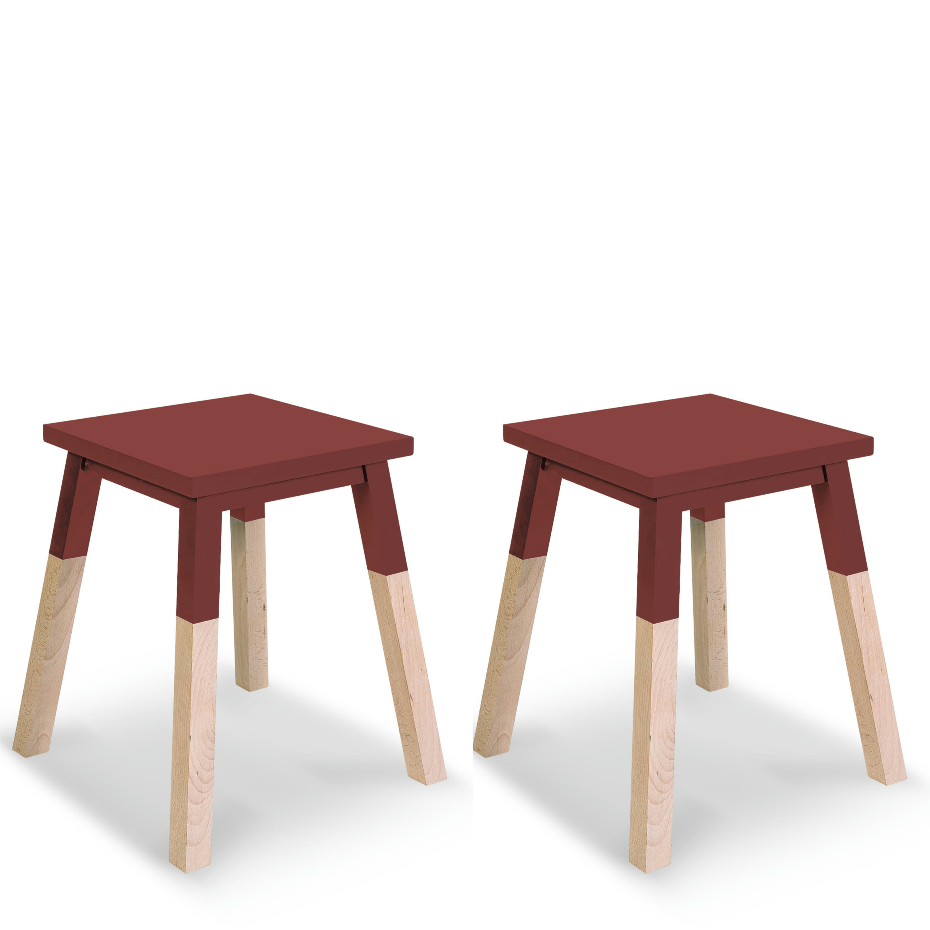 EGEE - 2 tabourets laqués en frêne, assise 35 cm