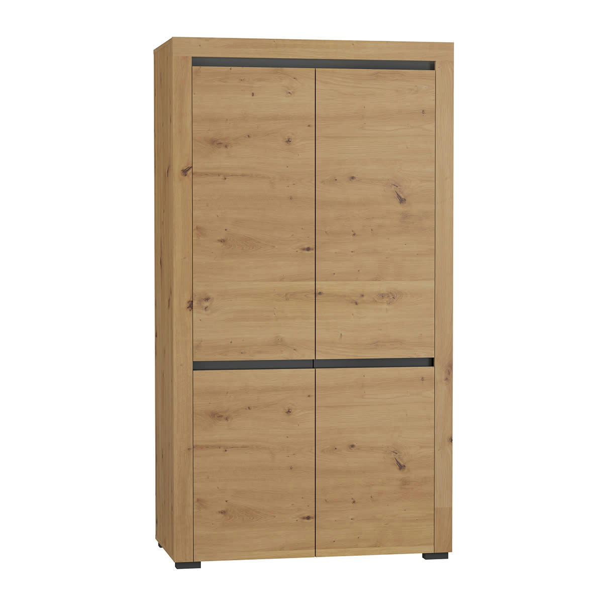 - Armoire 2 portes LED inclus stratifiés naturel et gris