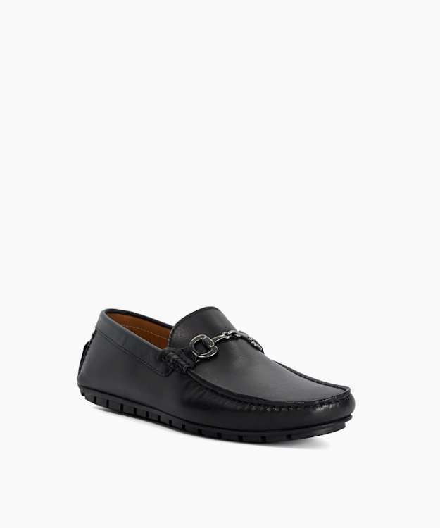 Brackon Black - Snaffle Trim Leather Loafers