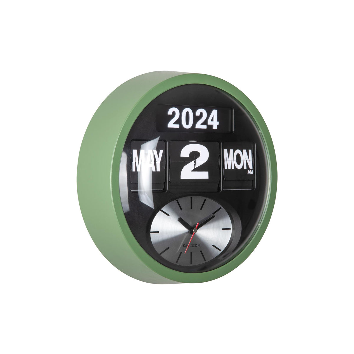 Karlsson wandklok Round Flip - groen - Ø32.6cm