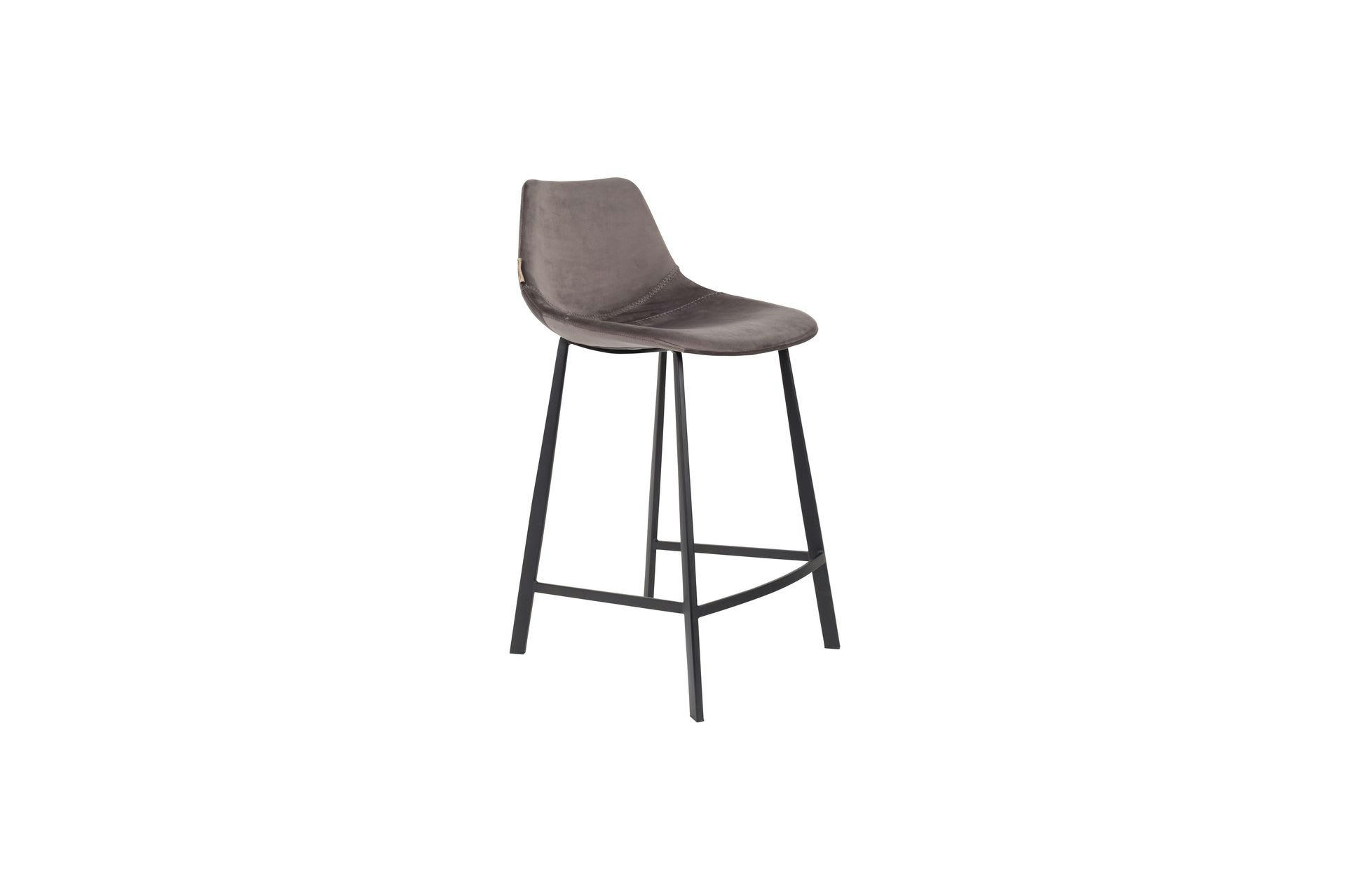 OVID - Tabouret de comptoir en velours gris