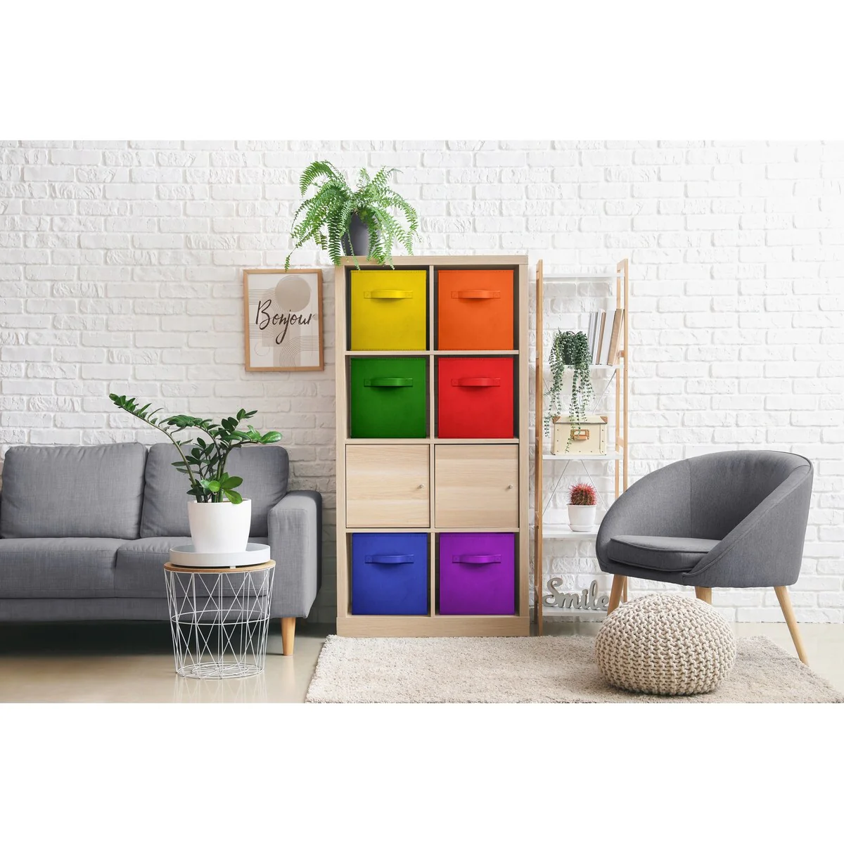 Sorbus Fabric Storage Bins 11 Set of 2 With 6 Foldable Storage Bins Foldable With Handles For Pantry, Cubbies, Toy Clothes- 6Pk