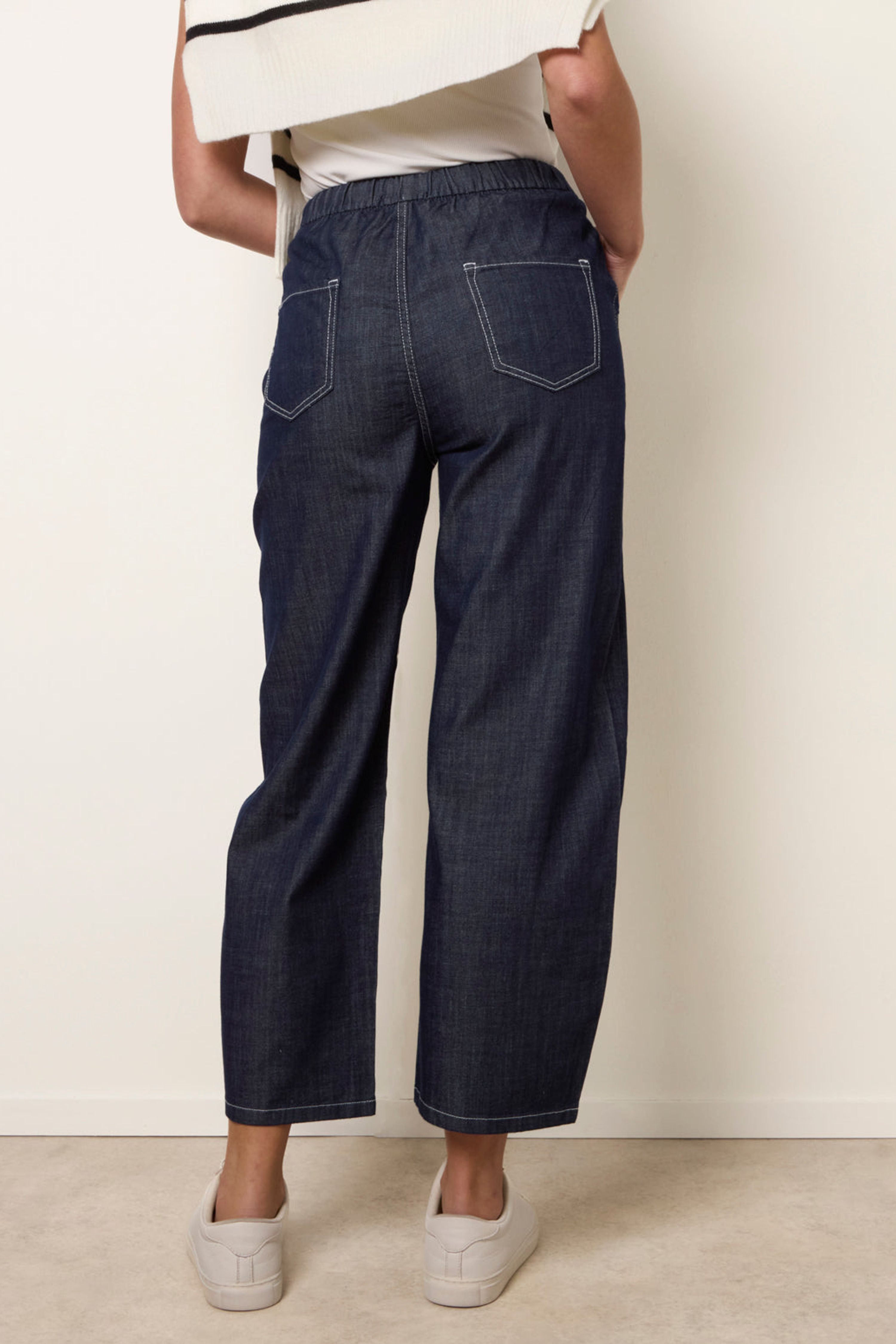 Blue Vanilla Navy Elastic Waist Seam Detail Jeans