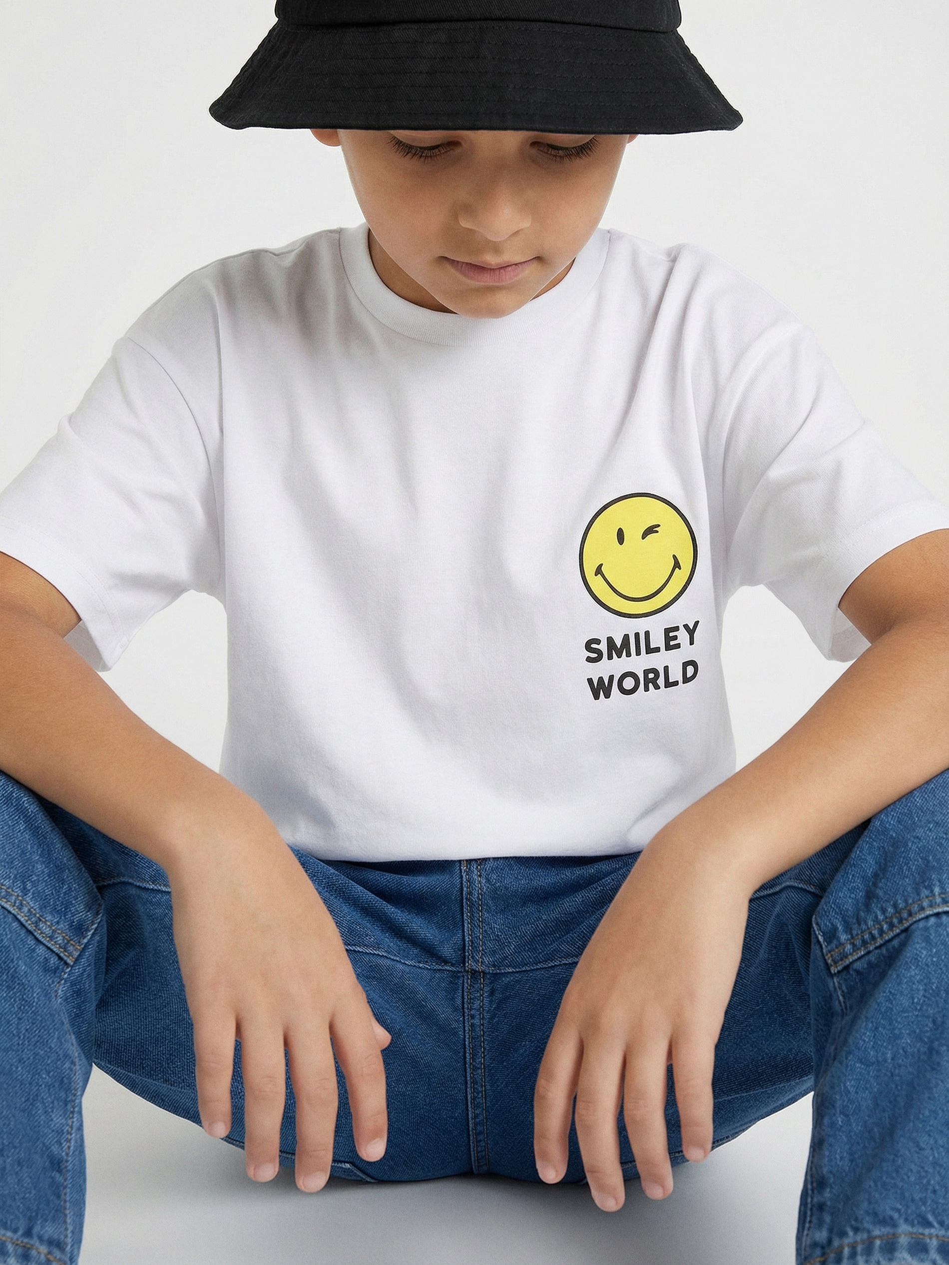 Bawełniana koszulka z nadrukiem na plecach SmileyWorld®
