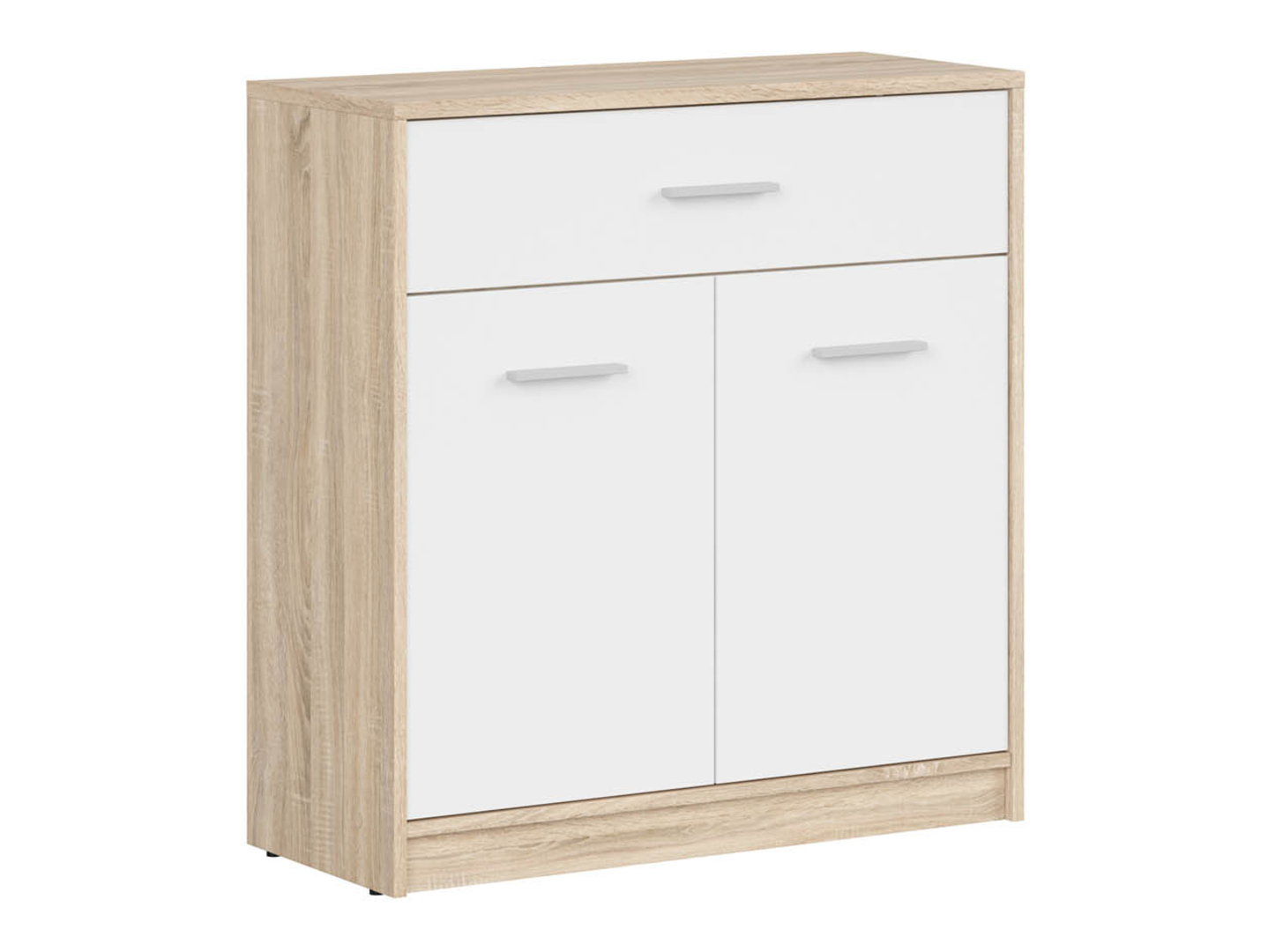 Komoda Nepo Plus 80 cm z 2 drzwiami i szufladą dąb sonoma/biały