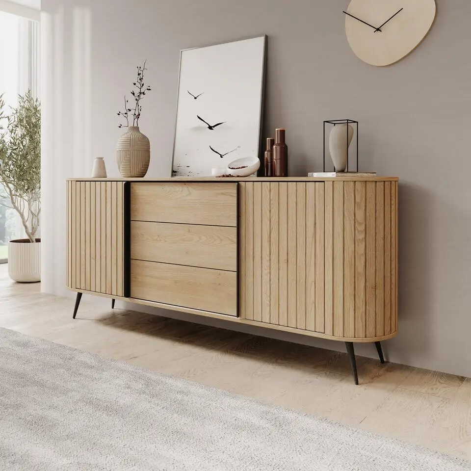 Meubella - Loro - Dressoir - Eikenpatroon - 196x82x40 cm