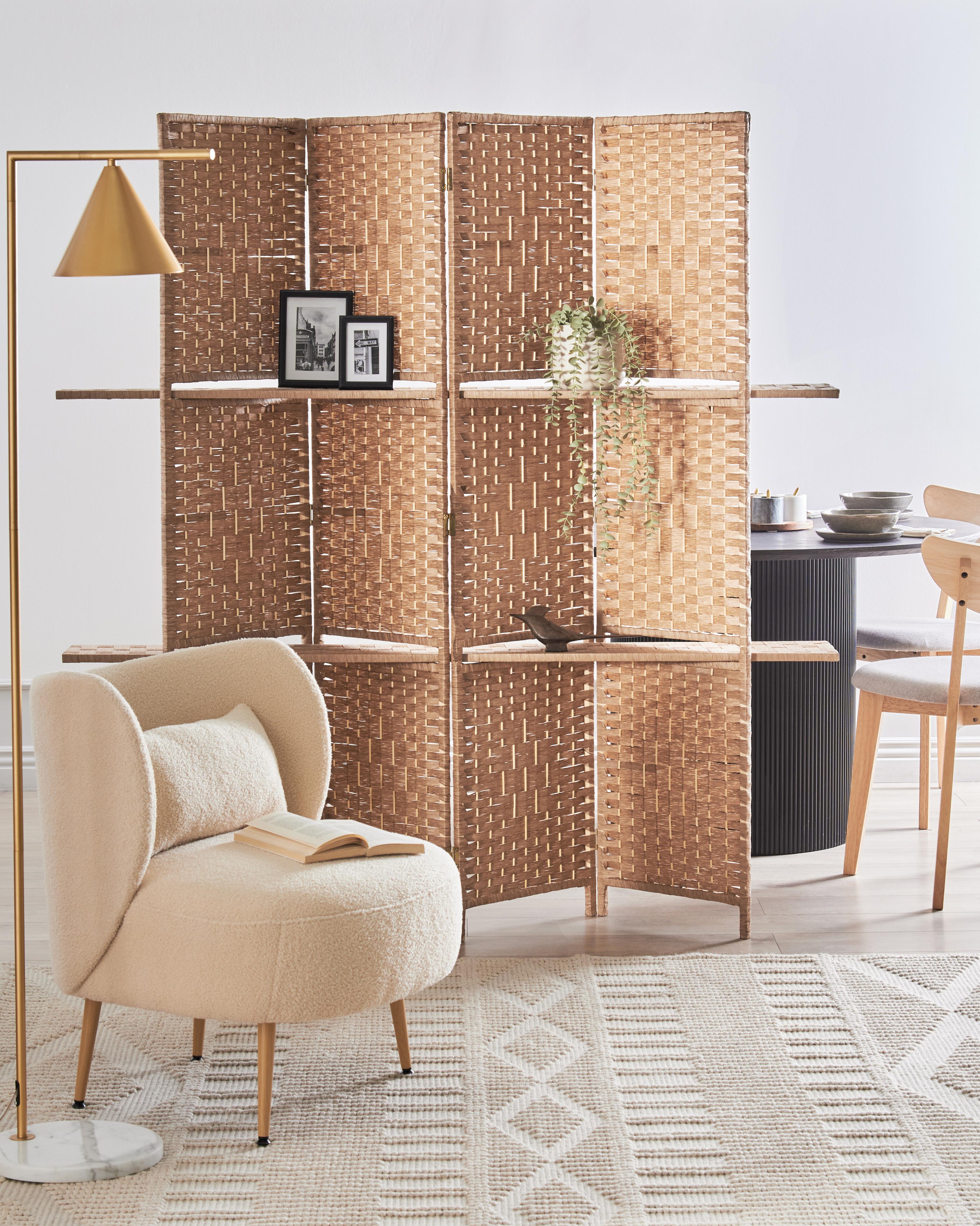 4 Panel Room Divider TRAFOI Brown 158 cm 170 cm
