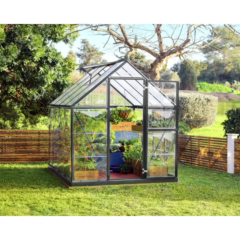 Serre en polycarbonate Hybrid grise 4,4 m² CANOPIA