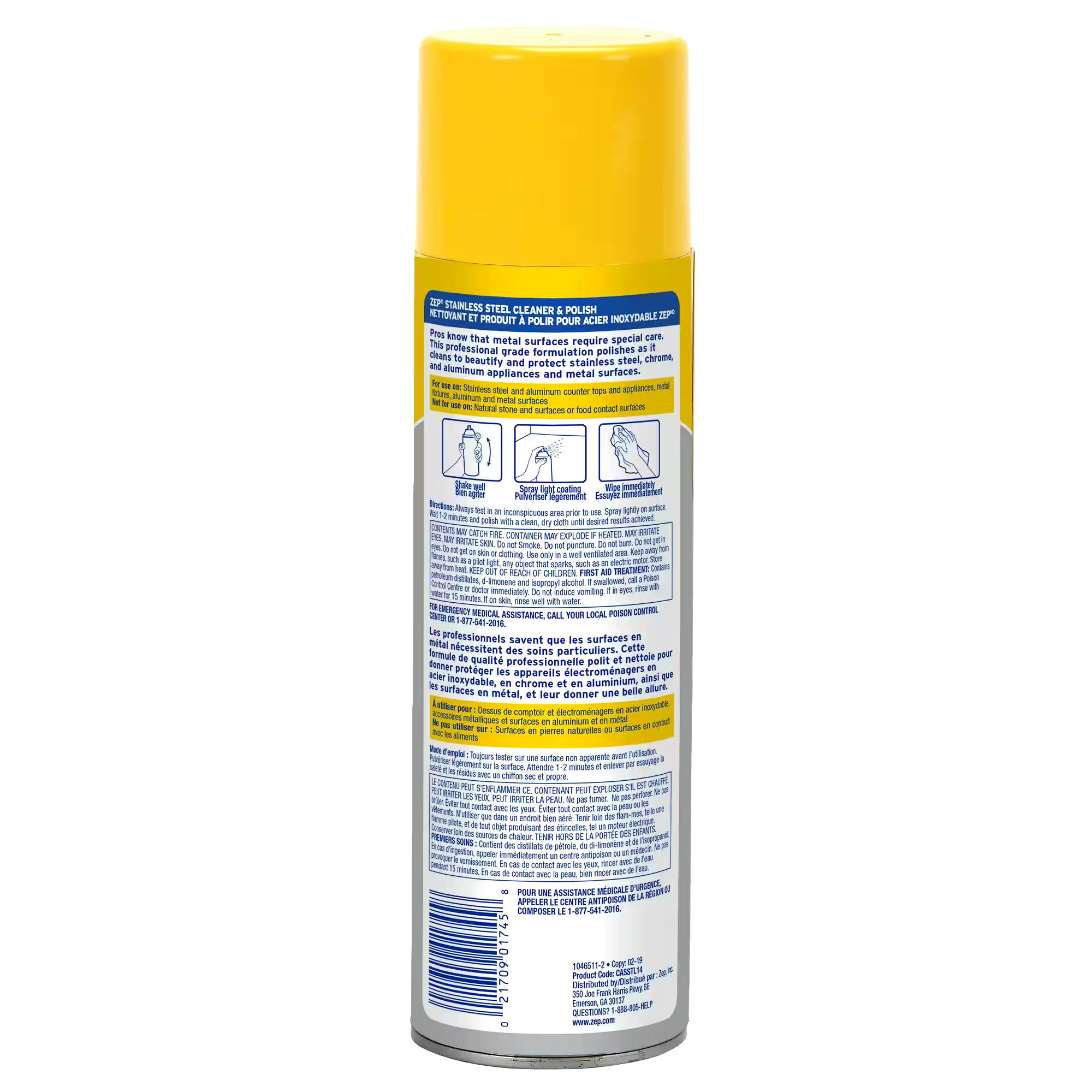 Zep Stainless Steel Cleaner and Polish Spray, 414-mL