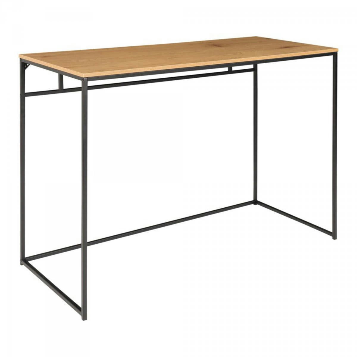 POUN - Bureau minimaliste 100cm en bois mélangé et métal naturel
