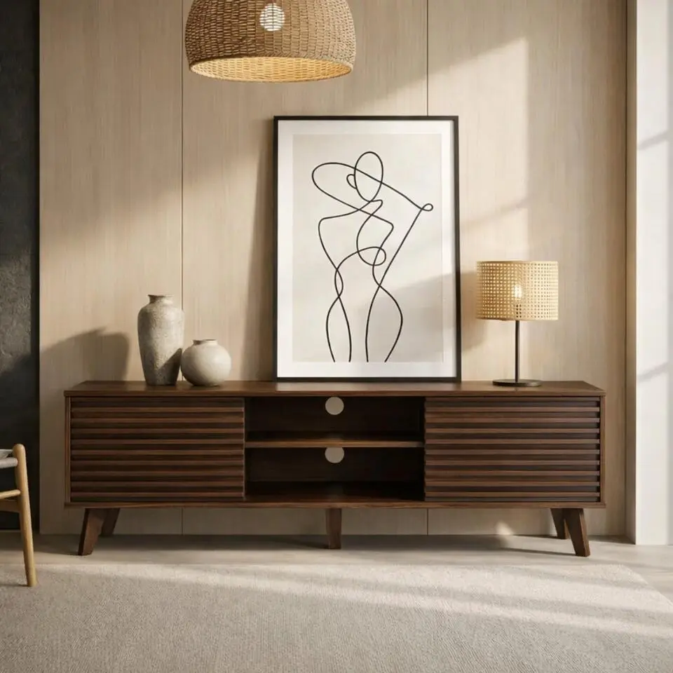 Calicosy - FRIBOURG TV-meubel - Donker hout - 39x135x51,5 cm