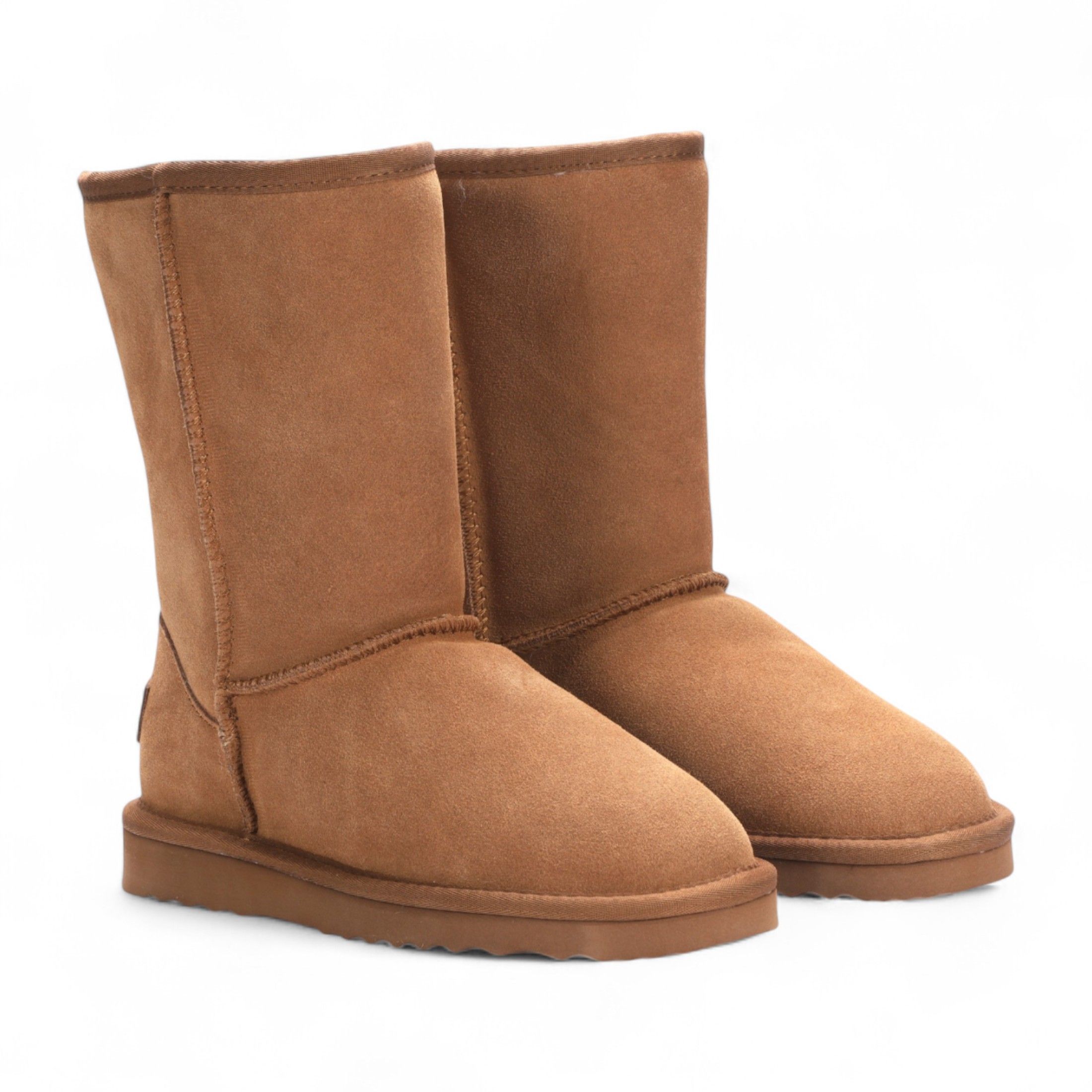 Infinity Leather Genuine Sheepskin Suede Slip-On Ankle Winter Boots - Dusk