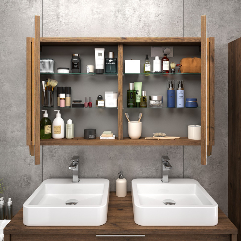 Armoire de toilette Sorento Chêne Cognac 120 cm ALLIBERT