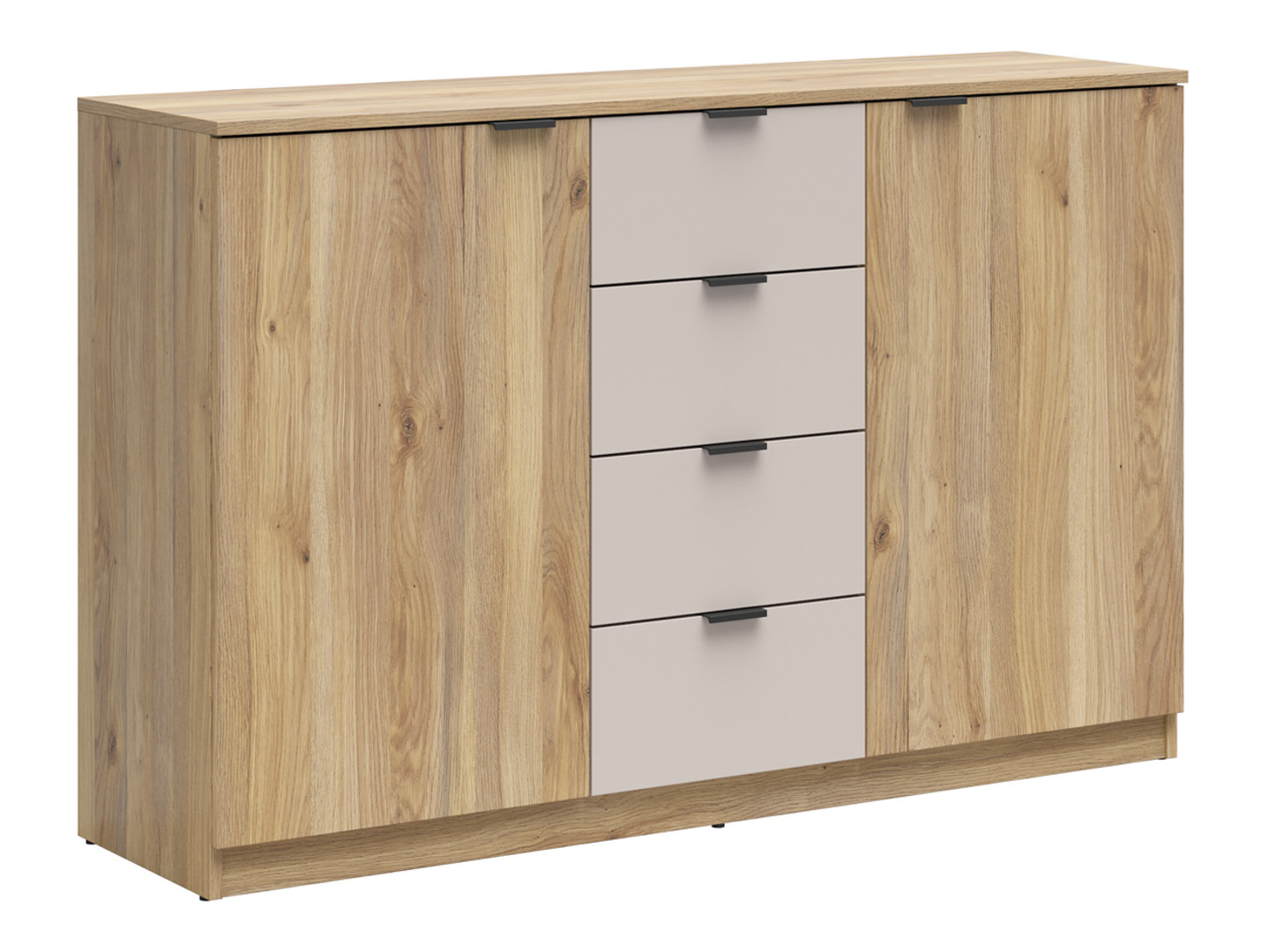 Komoda Tabina 140 cm z 2 drzwiami i 4 szufladami dąb mauvella/kaszmir