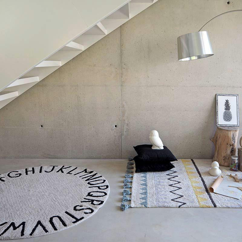 ALPHABET - Tapis coton motif alphabet beige D150cm