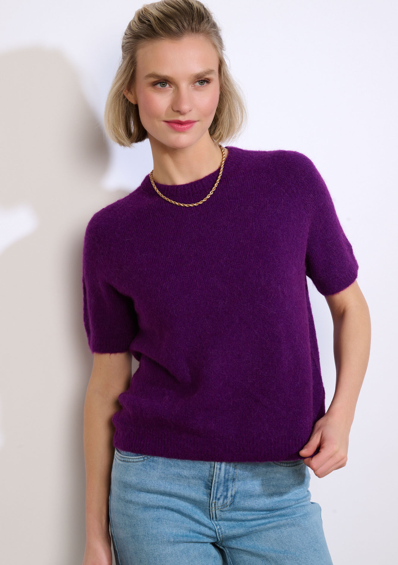 Gebreide trui met korte mouw