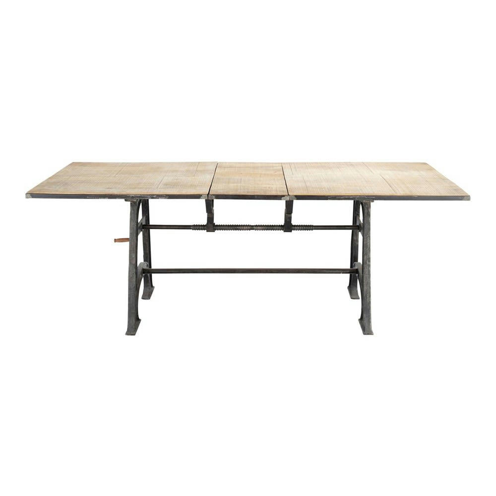 Manivelle - Table à manger industrielle extensible 8 à 10 personnes L180/220