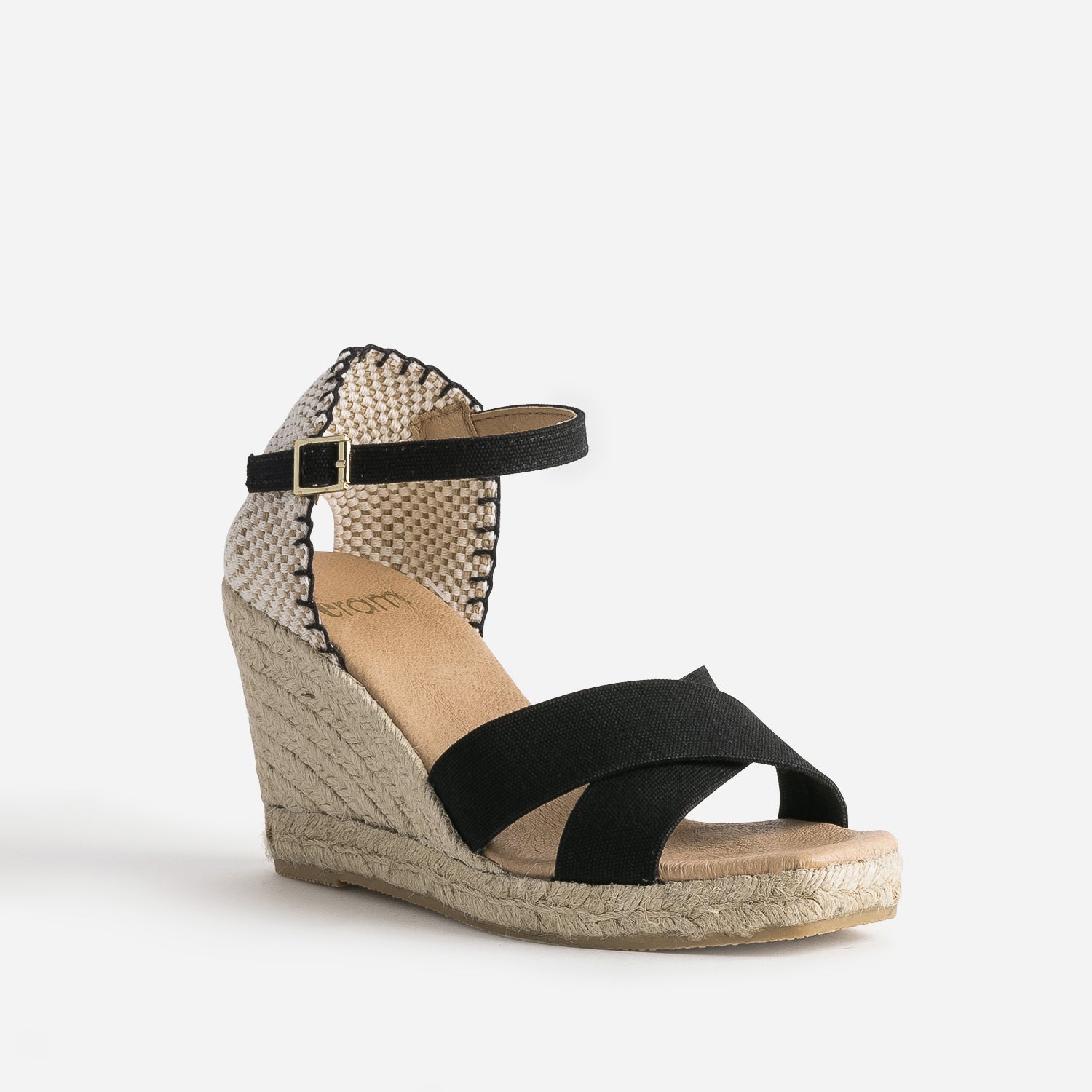 Sandale compensée noire