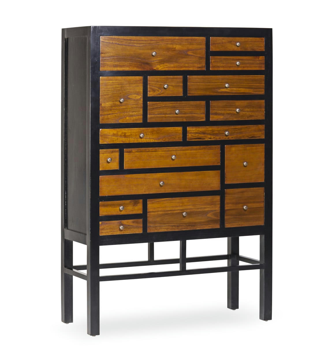 - Commode en bois de mindi marron et noir L100