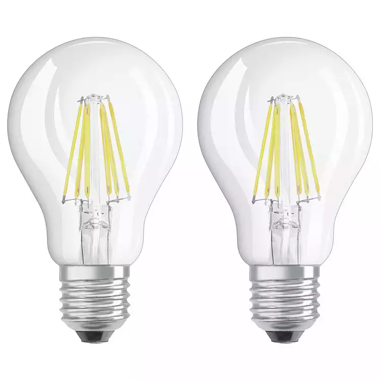 Osram 6W Filament LED Classic Glass GLS Bulb- Twin Pack