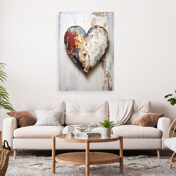 Obraz do salonu sypialni loftu spa, 3D Serce miłość w stylu shabby 20x30
