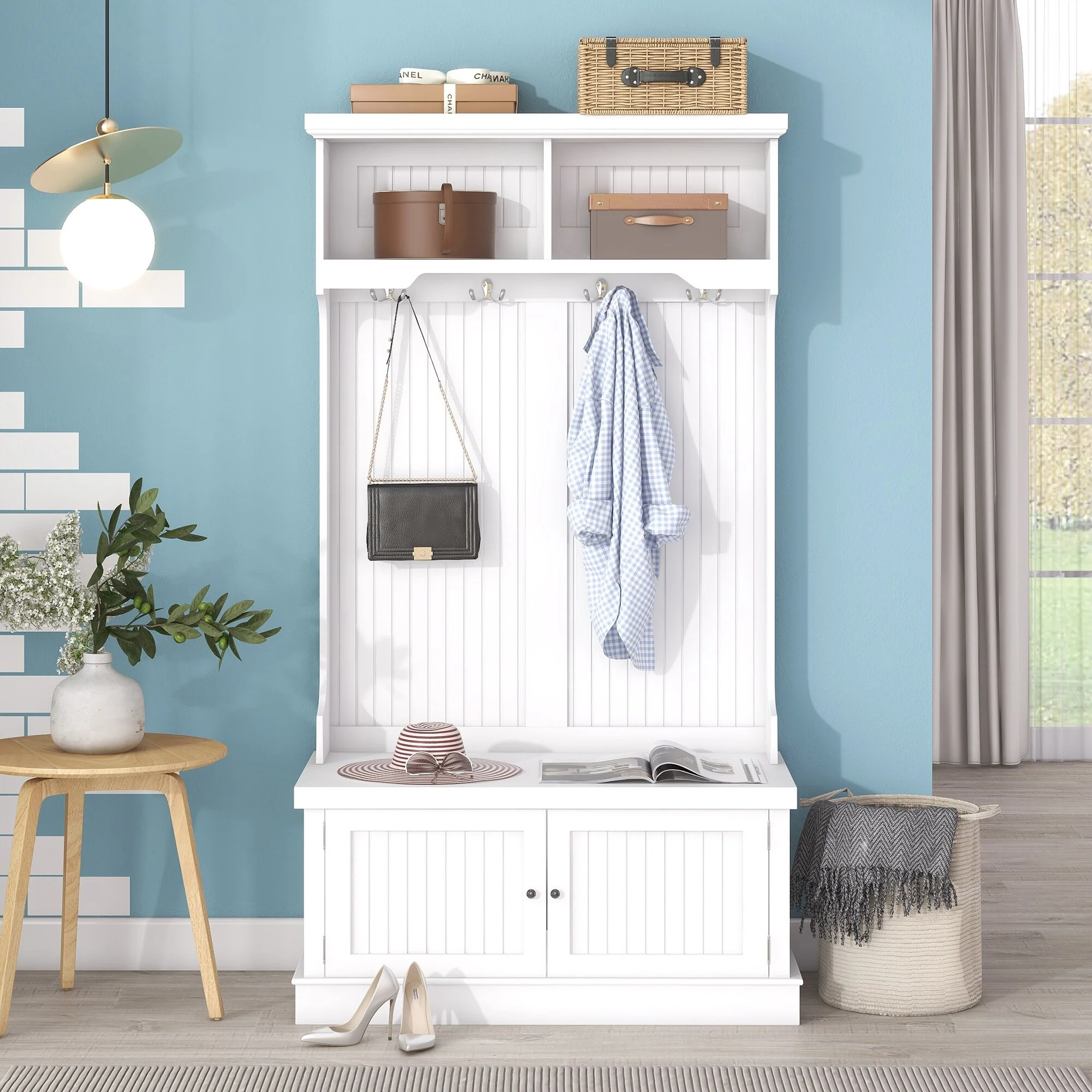 4-in-1 Hall Tree with Storage