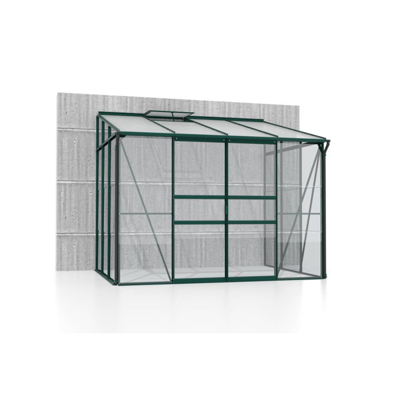 Serre adossée en verre Osiris verte 5,2 m² VITAVIA