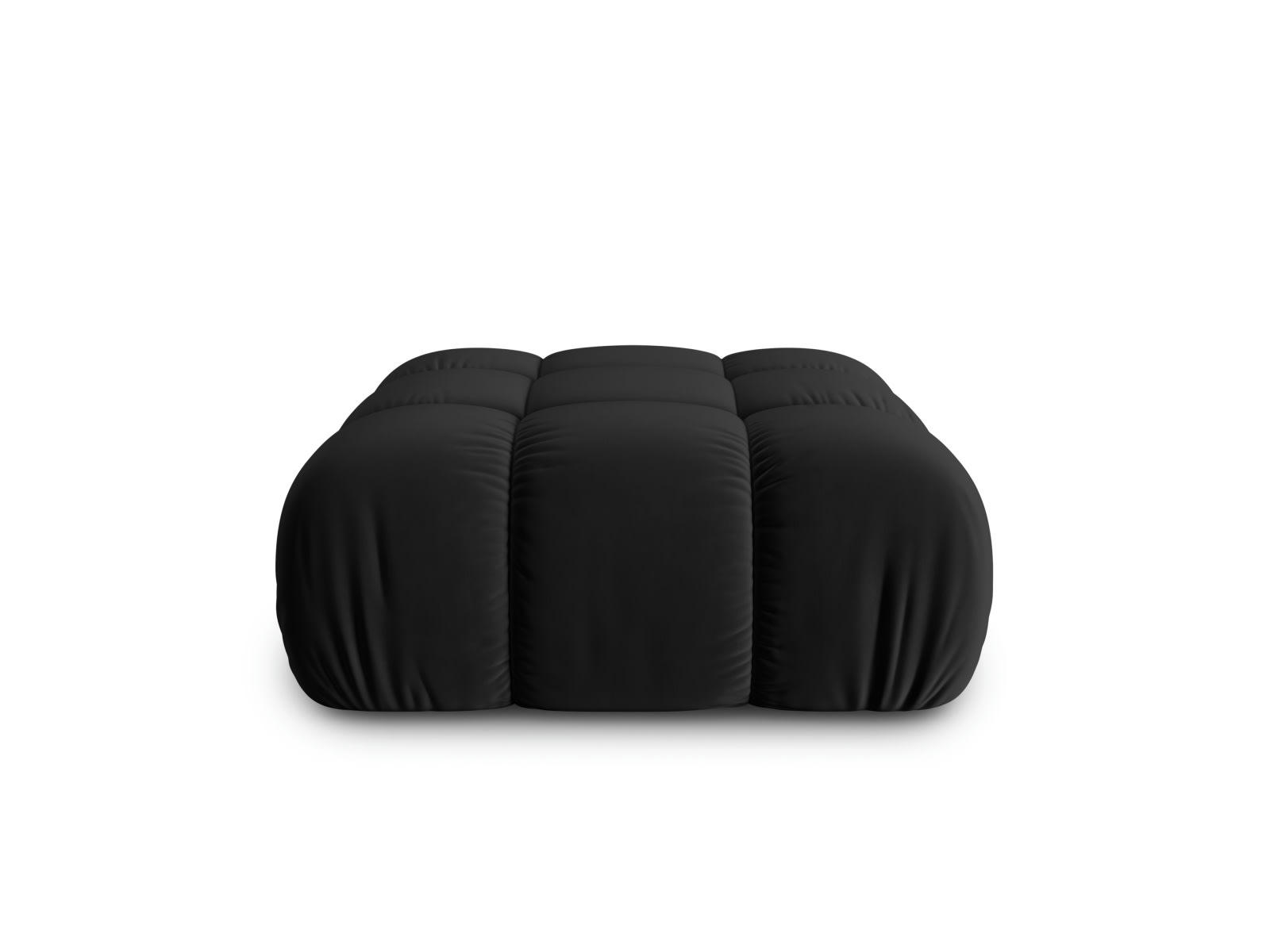BELLIS - Pouf 1 place en tissu velours noir